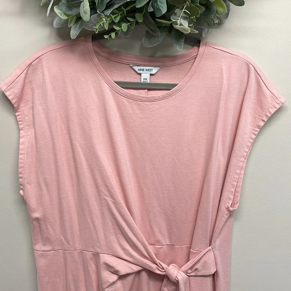 Nine West Knot Front Mini T-shirt Dress Pink XXL - Picture 2 of 15